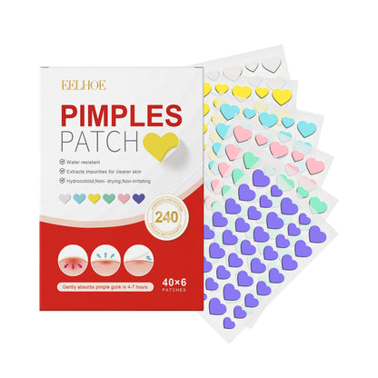 240Pcs Heart & Star Shape Acne Patches - High-End Pimple Dots for Moisturizing & Covering Zits and Blemishes