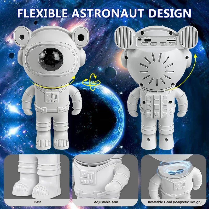 Kids DIY Astronaut Star Projector Night Light with Remote Control - 360° Adjustable Nebula Galaxy Lighting for Children