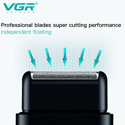 VGR V-390 Electric Shaver – Professional Beard Trimmer & Portable Mini Razor, USB Rechargeable 2-Blade Shaving for Men