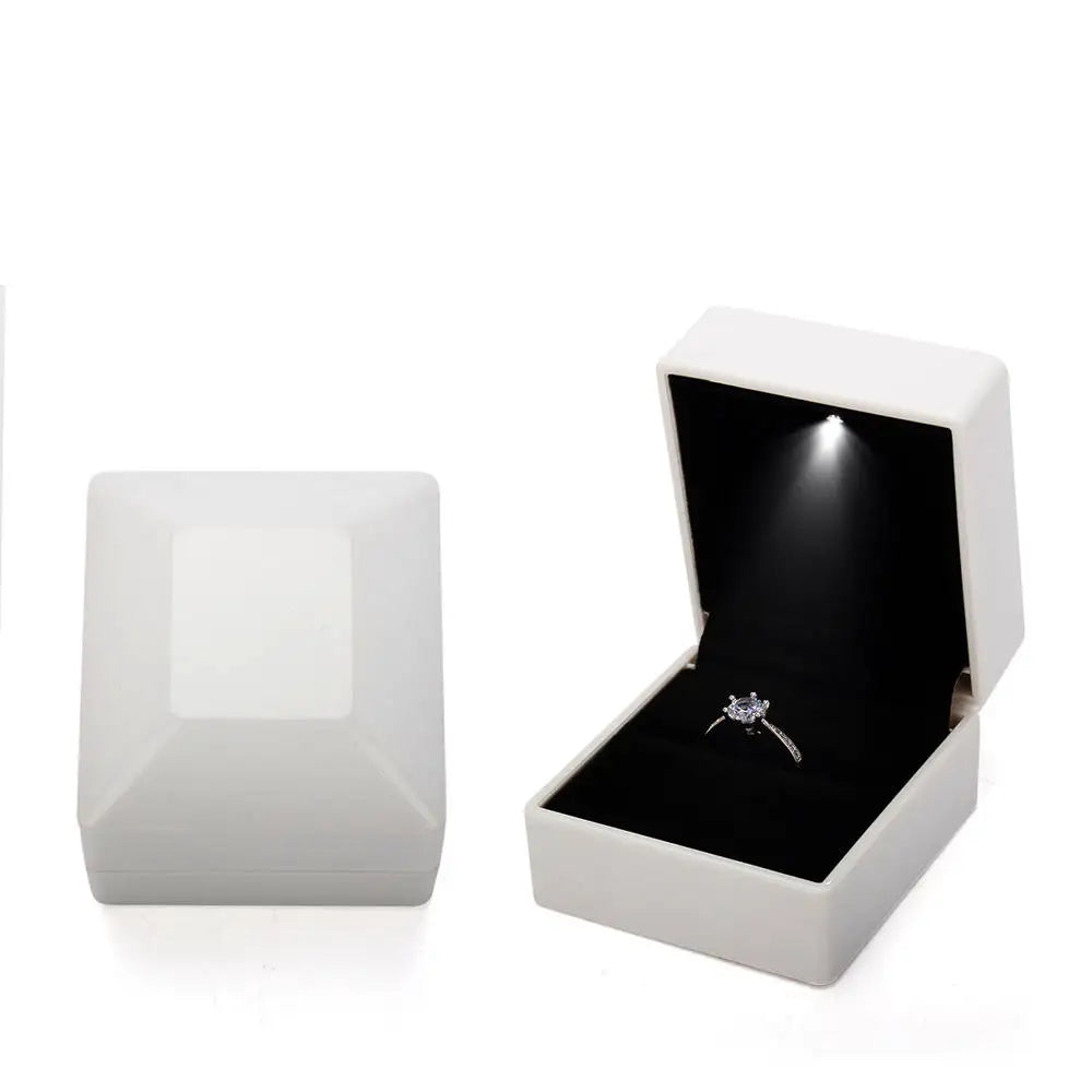 LED Jewelry Ring & Necklace Box — Luxury Velvet Display Case with Light for Engagement, Proposal & Wedding Gifts