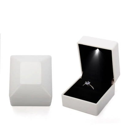 LED Jewelry Ring & Necklace Box — Luxury Velvet Display Case with Light for Engagement, Proposal & Wedding Gifts