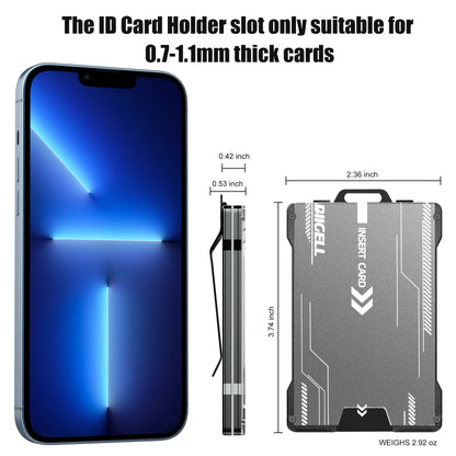 Slim Aluminum Minimalist Wallet for Men — RFID Blocking Money Clip with Clear ID Holder, Holds 15 Cards