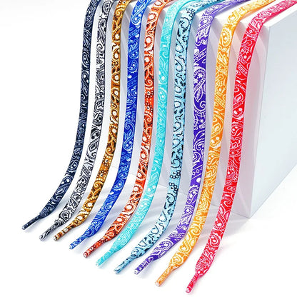 Gilding Flat Shoe Laces - Cashew Flower Hand-Painted Shoelaces for Sneakers, Basketball & Tennis Shoestrings