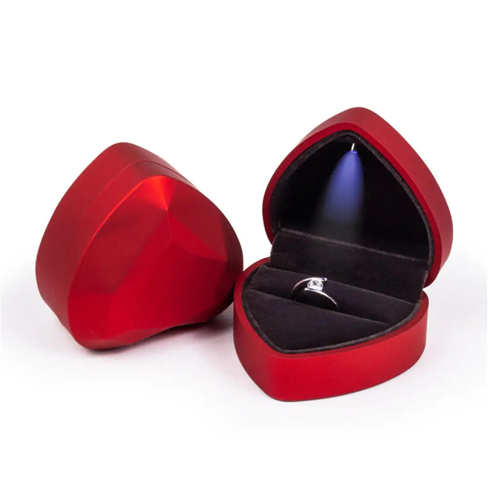 LED Jewelry Ring & Necklace Box — Luxury Velvet Display Case with Light for Engagement, Proposal & Wedding Gifts