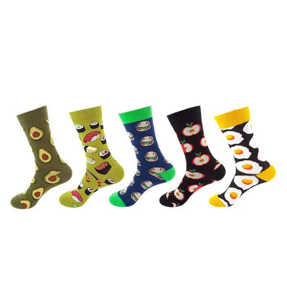 5-Pair Funny Printed Sports Socks - Harajuku Hip Hop Casual Fashion Socks for Men & Women