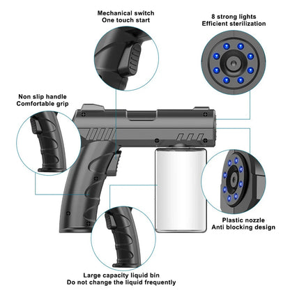 280ML Barber Nano Blue Light Sprayer — Wireless USB Electric Aftershave Steam Spray & Disinfection Gun Atomizer
