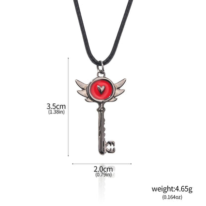 Hazbin Hotel Inspired Heart Portal Key Pendant Necklace – Cosplay Choker Jewelry Gift for Women & Men