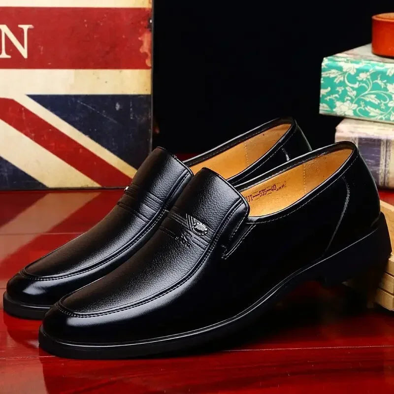 Leather Men's Formal Shoes – Luxury Dress Loafers, Breathable Slip-On Moccasins & Black Driving Shoes (Plus Size 38-44)