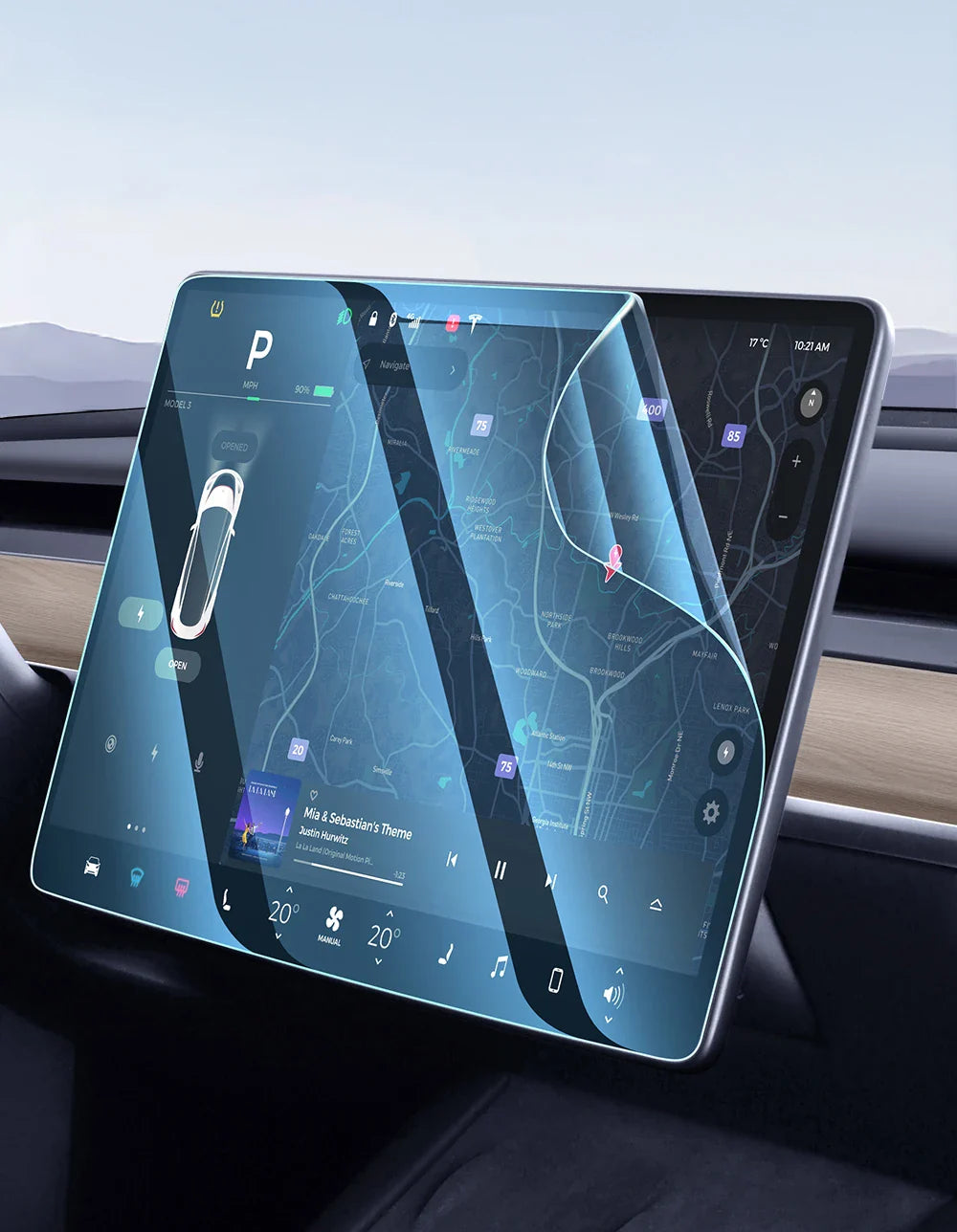 YZ Tempered Glass Screen Protector for Tesla Model 3 Y X 2021-2023 – HD Center Control Protection Film Accessory