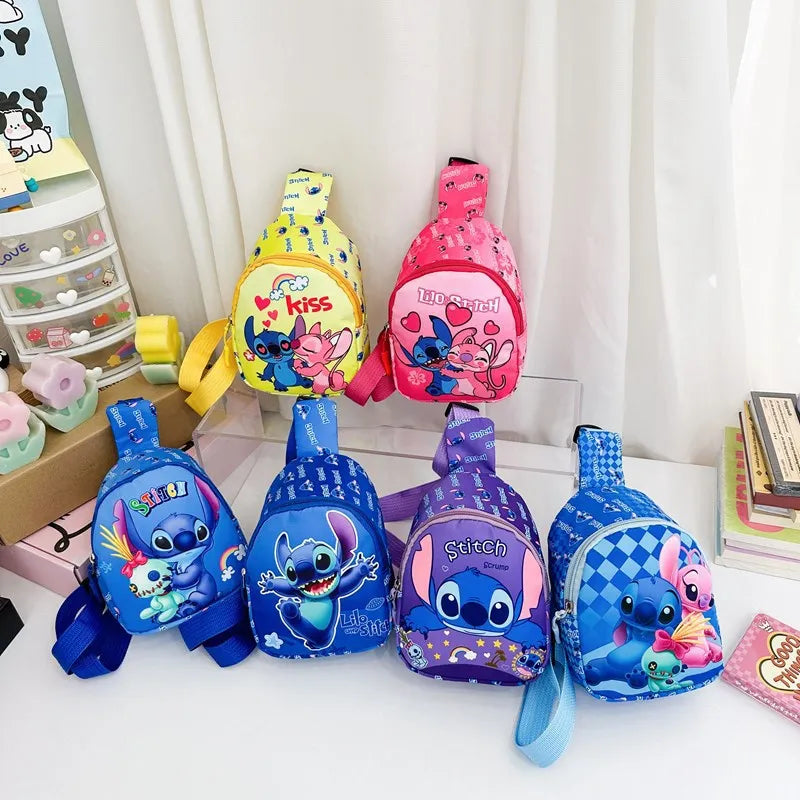 Disney Cartoon Stitch Kids Chest Bag – Cute Crossbody Waist Pouch with Zipper, Coin Purse & Gift for Children