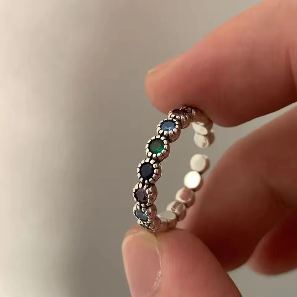 VENTFILLE 925 Sterling Silver Adjustable Ring – Vintage Hollow Line Punk Hip Hop Couple Jewelry
