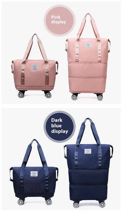Oxford Cloth Large Travel Bag — Dry & Wet Separation, Detachable Universal Wheel Luggage
