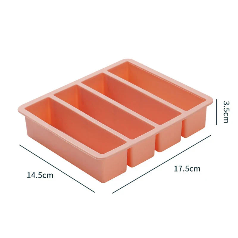 Extra Large Silicone Freezer Tray with Lid – Giant 4-Cube Food Storage Mold for Soup, Sauce & Meal Prep Ice Cubes Kitchen Container