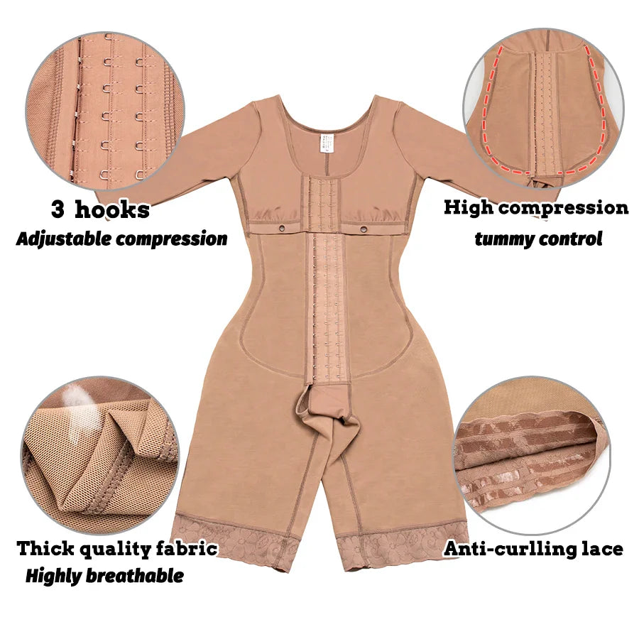 Colombian Full Body Shapewear Bodysuit High Compression Waist Trainer Postpartum & Post-Surgery Body Shaping Slimmer Garment