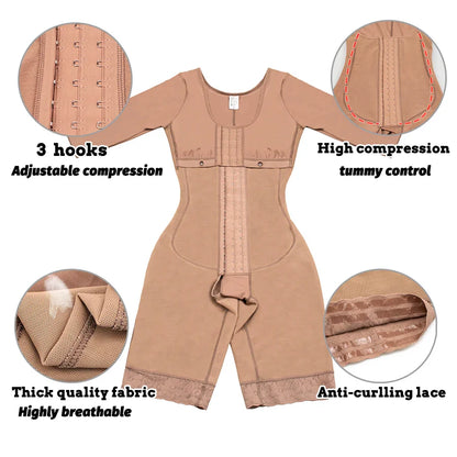 Colombian Full Body Shapewear Bodysuit High Compression Waist Trainer Postpartum & Post-Surgery Body Shaping Slimmer Garment