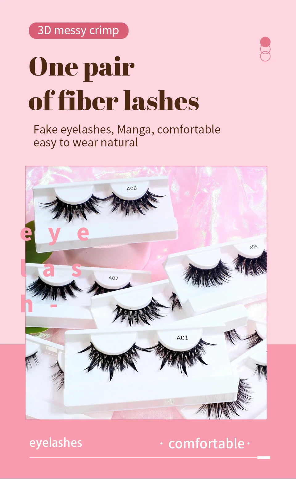 RED SIREN Wet Manga Lashes – Long, Thick Natural Fake Eyelashes for Korean Makeup Fashion
