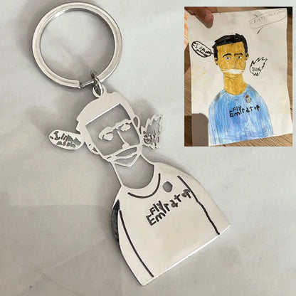 Personalized Children’s Drawing Keychain – Custom Kids Artwork Photo & Logo Car Keyring Gift