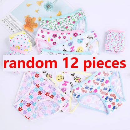 1/3/6/12 Pcs Girls Cotton Panties Set - Cute Print Kids Briefs Soft Breathable Children Underwear Shorts