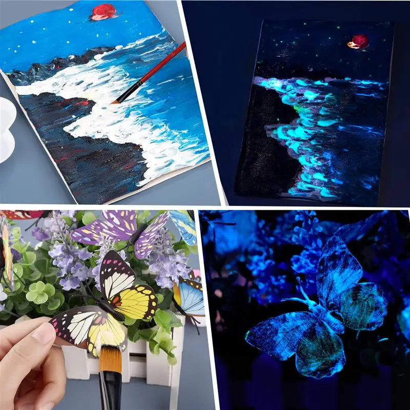 6 Colors Fluorescent Pigment Set - Glow-in-the-Dark Luminous Paint for Epoxy Resin & Acrylic DIY Festival Party Supplies