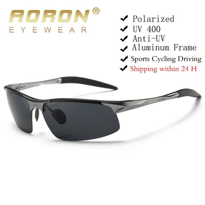 AORON Men’s Driving Sunglasses — Polarized UV400 Anti-Glare Retro Sport Glasses with Aluminum Magnesium Frame