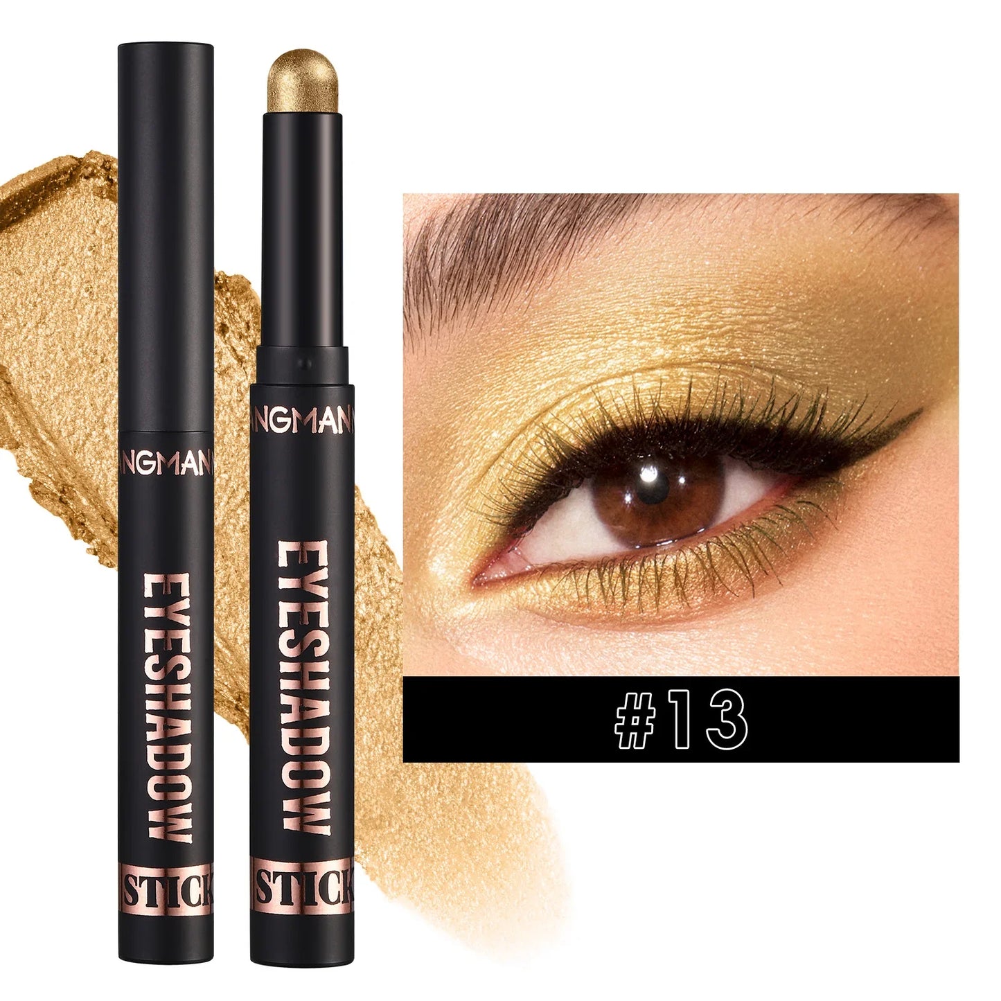 LANGMANNI 16-Color Pearl Waterproof Eyeshadow Stick – Long-Lasting Color & Face Highlight