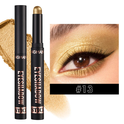 LANGMANNI 16-Color Pearl Waterproof Eyeshadow Stick – Long-Lasting Color & Face Highlight