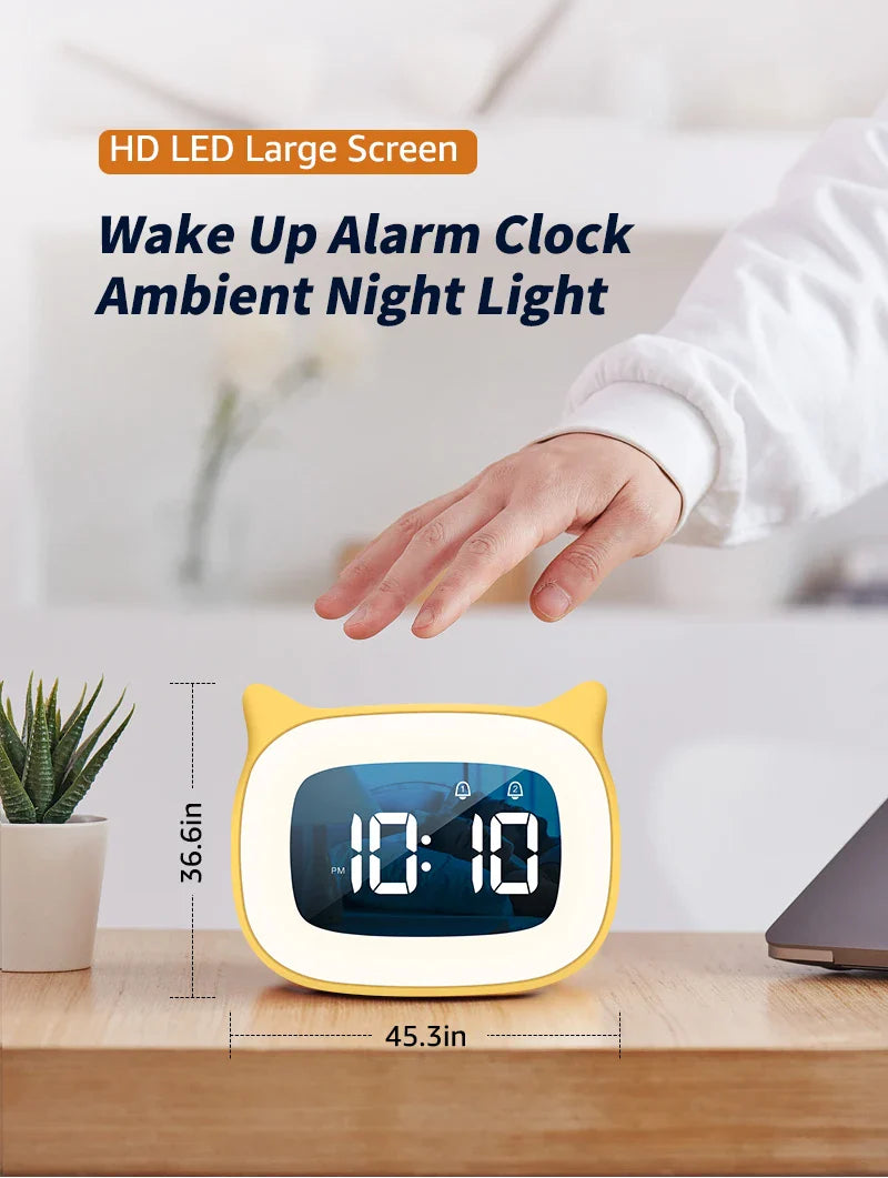 Music LED Digital Alarm Clock – Voice Control Night Light with 1200mAh Battery for Home Desk Decor