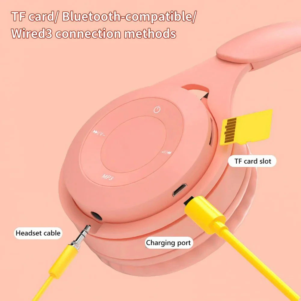 Y08 Wireless Bluetooth Macaron Headphones – Stereo Headband Gaming Headset with Mic for Mobile, Tablet & Gamer Girls
