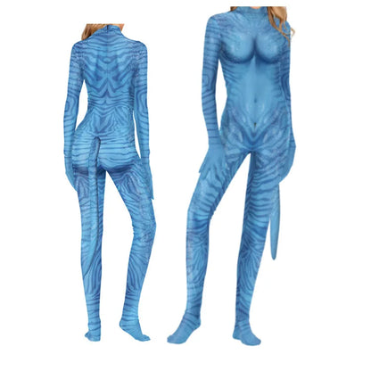 Avatar The Way of Water Costume - Unisex Alien Tail Bodysuit for Halloween Cosplay & Parties