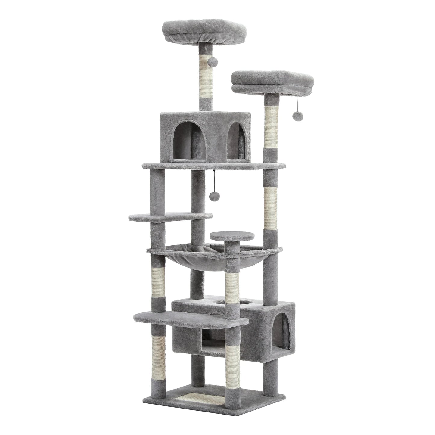 Large Cat Tree Tower – Multi-Level Plush Indoor Cat Condo with Scratching Posts, Boards, Perches & Caves