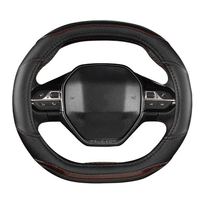Peugeot 3008/4008/5008 Carbon Fiber & PU Leather Steering Wheel Cover — Auto Interior Accessory