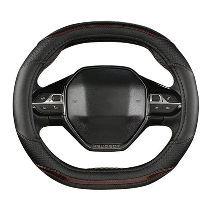 Peugeot 3008/4008/5008 Carbon Fiber & PU Leather Steering Wheel Cover — Auto Interior Accessory