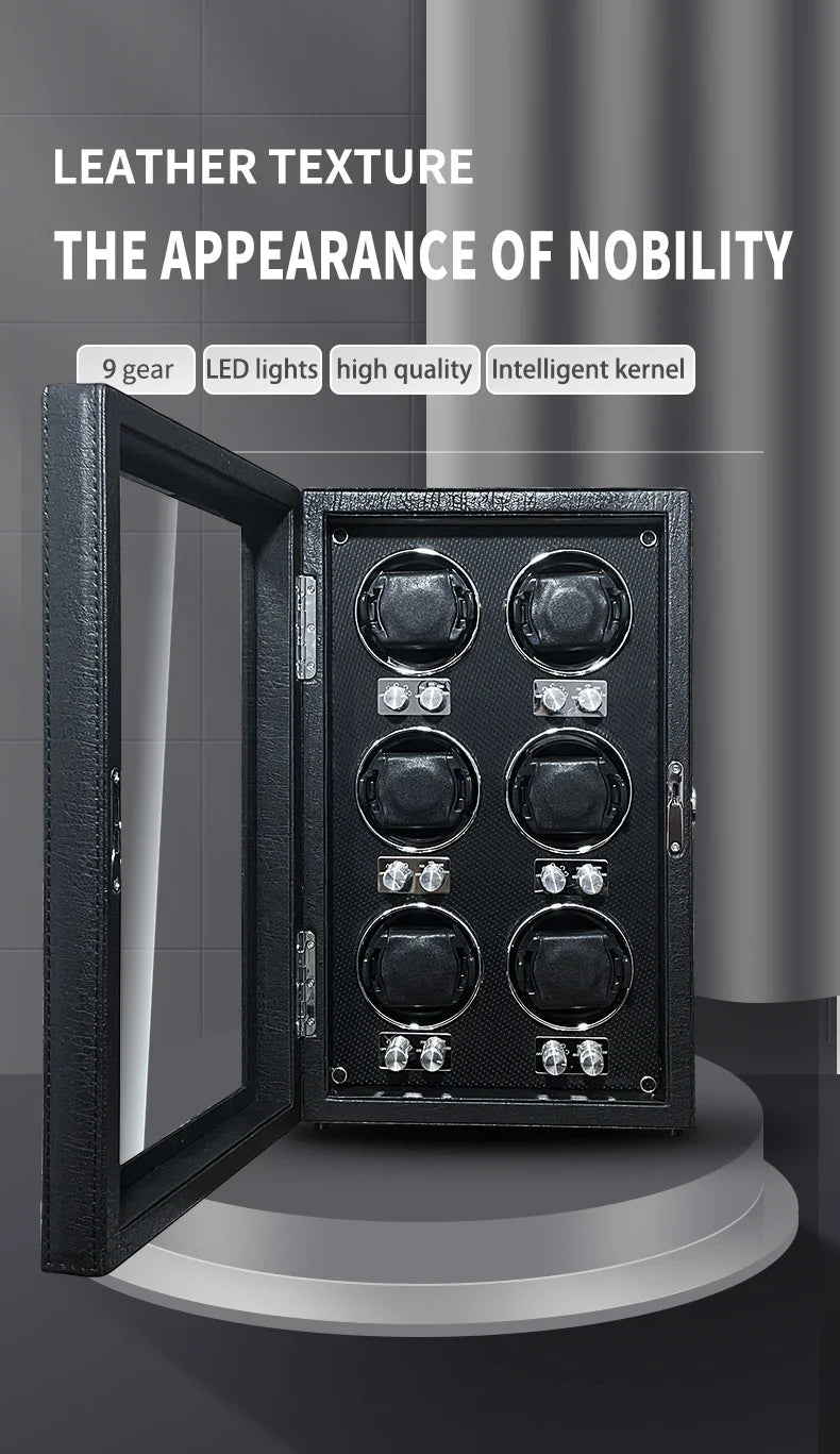 IBBETON Luxury Wood Watch Winder – High-End Automatic Watch Box (2/4/6 Slots) with Mabuchi Mute Motor & Storage Cabinet
