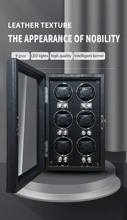 IBBETON Luxury Wood Watch Winder – High-End Automatic Watch Box (2/4/6 Slots) with Mabuchi Mute Motor & Storage Cabinet