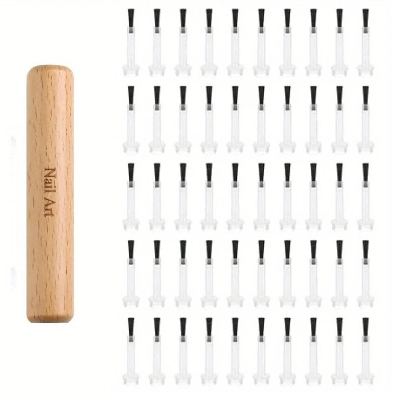 Professional Nail Art Brush Set - Detachable Wooden Handle Multi-Functional Polish & Design Tools