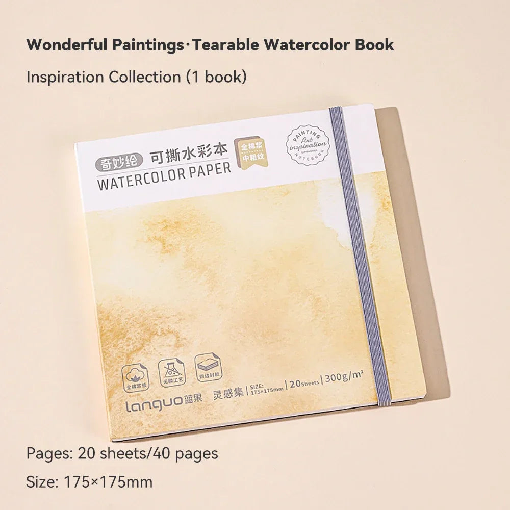 100% Cotton Mini Watercolor Paper Book – 300gsm Tearable Sketchbook Journal for Drawing & Painting