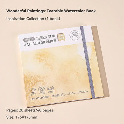 100% Cotton Mini Watercolor Paper Book – 300gsm Tearable Sketchbook Journal for Drawing & Painting