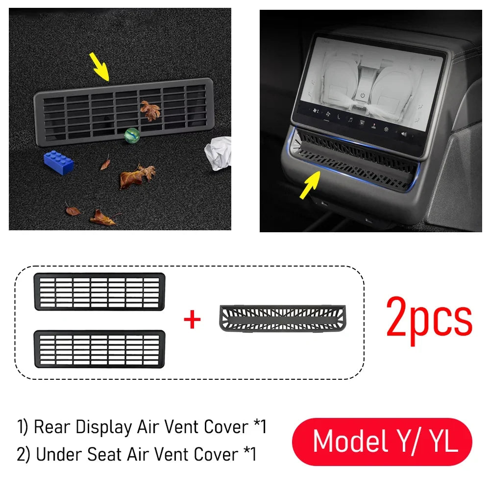 Tesla Model 3/Y Juniper Rear Air Vent Cover - Under-Seat Vent Grille Mesh Accessory
