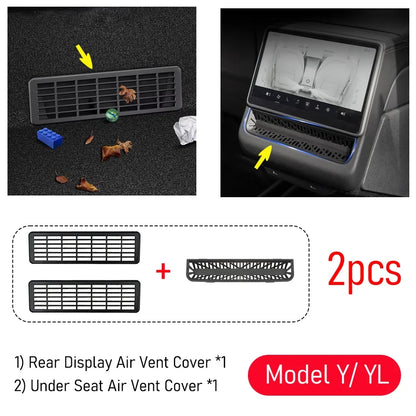 Tesla Model 3/Y Juniper Rear Air Vent Cover - Under-Seat Vent Grille Mesh Accessory