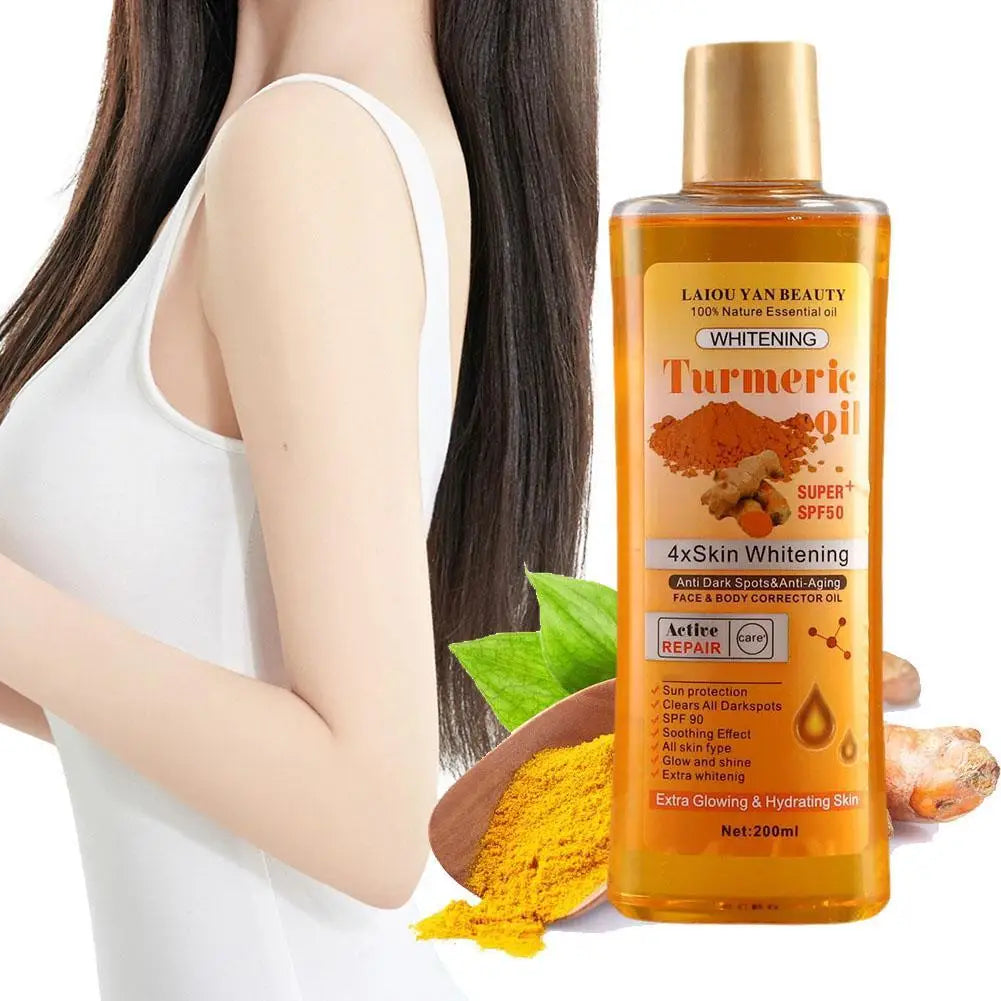 200ml Turmeric & Ginger Essential Oil — Deep Hydration Face & Body Moisturizer, Nourishing & Smoothing Skin Serum