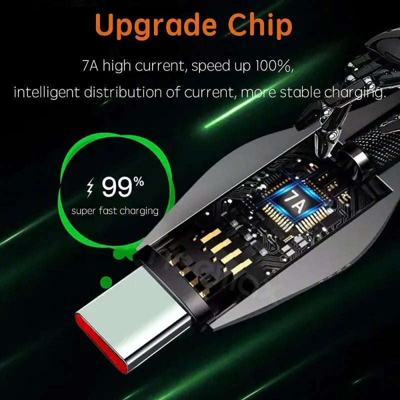 66W Type-C 5A Super Fast Charging Data Cable with Indicator Light - Compatible with iPhone 5-14, Huawei, Xiaomi, Vivo Phones