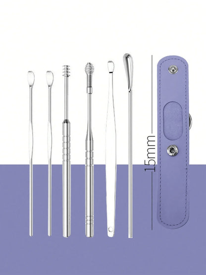 Stainless Steel Ear Cleaning Tool Kit – Ear Pick & Earwax Remover with Storage Bag