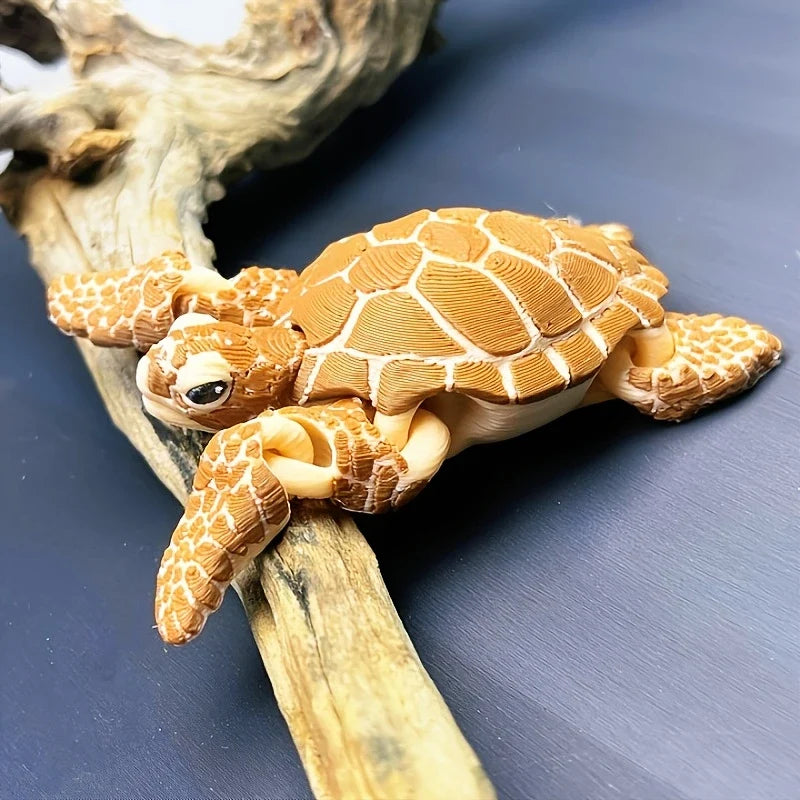 3D Printed Articulated Turtle Figurine - Indoor & Outdoor Decor, Aquarium Landscaping & Gift