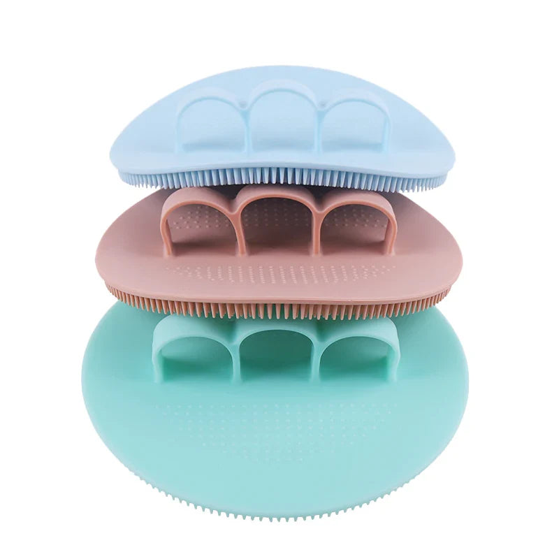 Silicone Body Scrubber with Natural Bristles – Skin Exfoliating Shower Sponge & Bath Brush