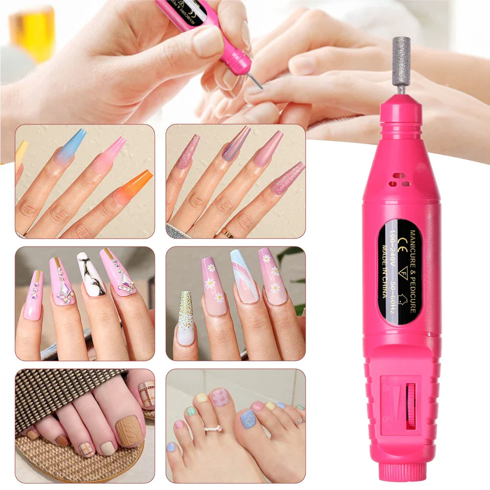 LINMANDA 6-in-1 Electric Nail Drill Kit – Portable Manicure Machine for Nail Filing, Polishing & Removal Tools