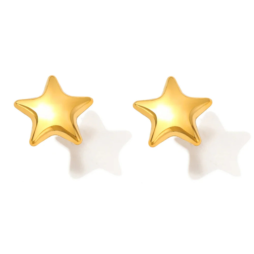 Stainless Steel Star Stud Earrings — Exquisite Sparkling Fairy Jewelry for Women, Ornate Texture, Perfect Gift for Best Friend
