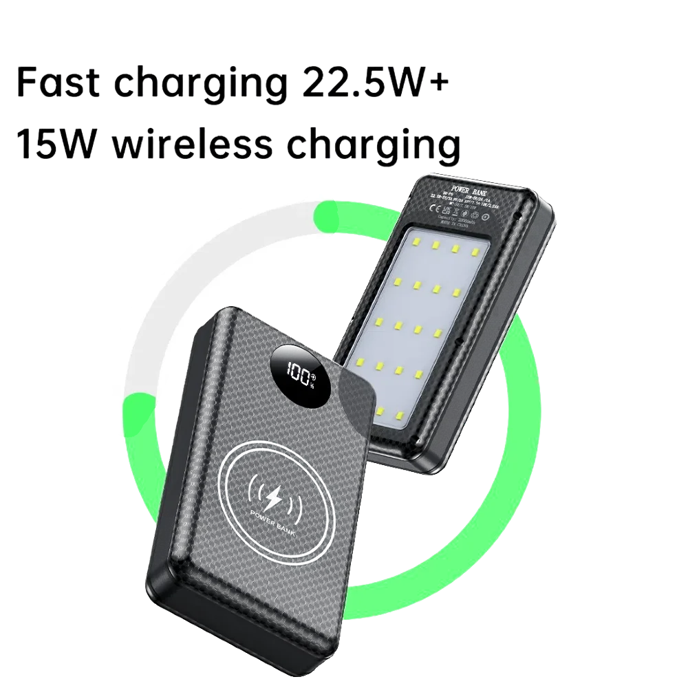 6×18650 20000mAh Power Bank Case – 22.5W Fast Charge & 15W Wireless Charging Battery Holder for Phones