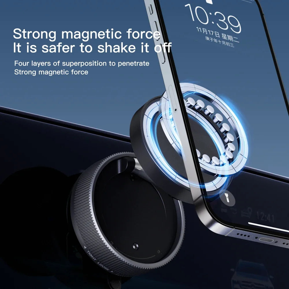 Vacuum Suction Magnetic Phone Holder – 360° Rotating Hands-Free Foldable Car & Smooth Surface Mount