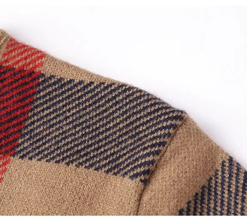Luxury Men’s Knitted Wool Pullover – Autumn Winter O-Neck Striped British Casual Sweater