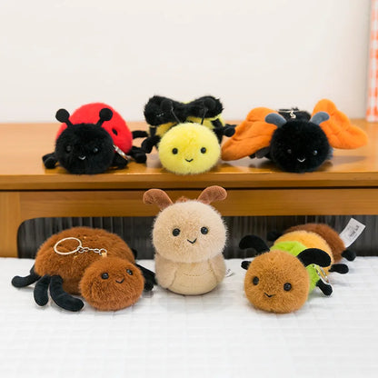Small Insect Plush Keychain – Cute Snail & Bee Stuffed Doll Bag Pendant, Creative Toy Gift for Birthday